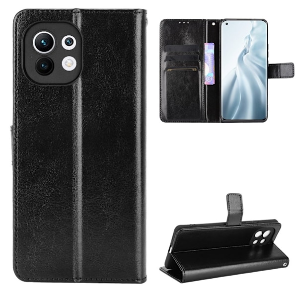 Xiaomi Mi 11 - Crazy Horse Fodral - Svart Black Svart