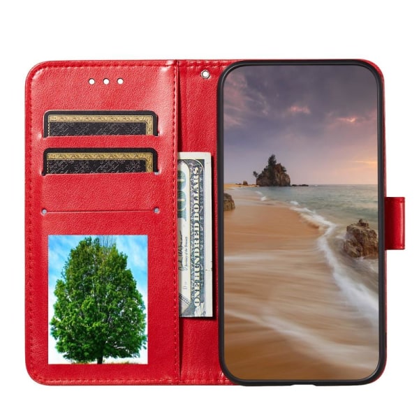 Samsung Galaxy A52 / A52s - Fjäril Textur Fodral - Röd Red Röd