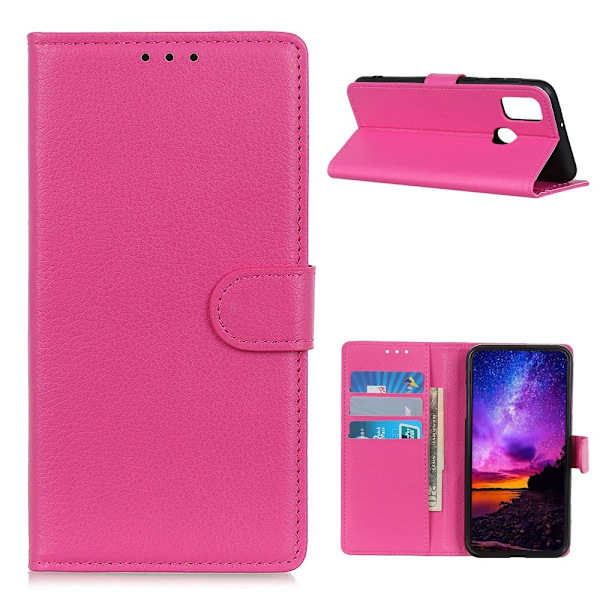 OnePlus Nord N100 - Litchi Läder Fodral - Rosa Pink Rosa