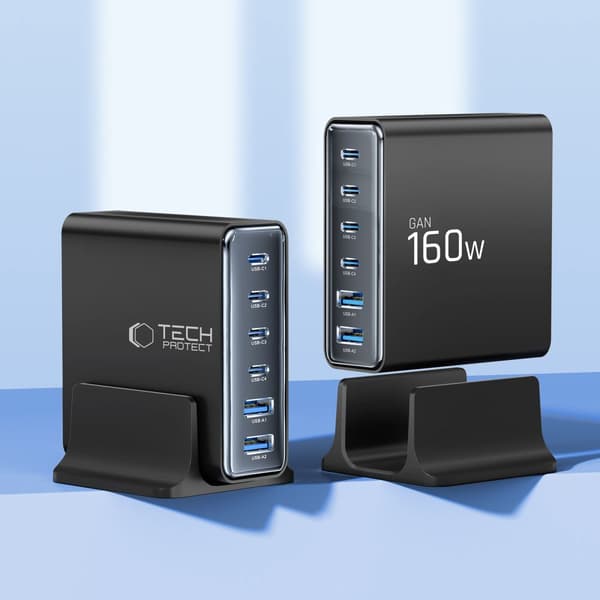 Tech-Protect 160W Laddstation USB-C / USB-A Svart