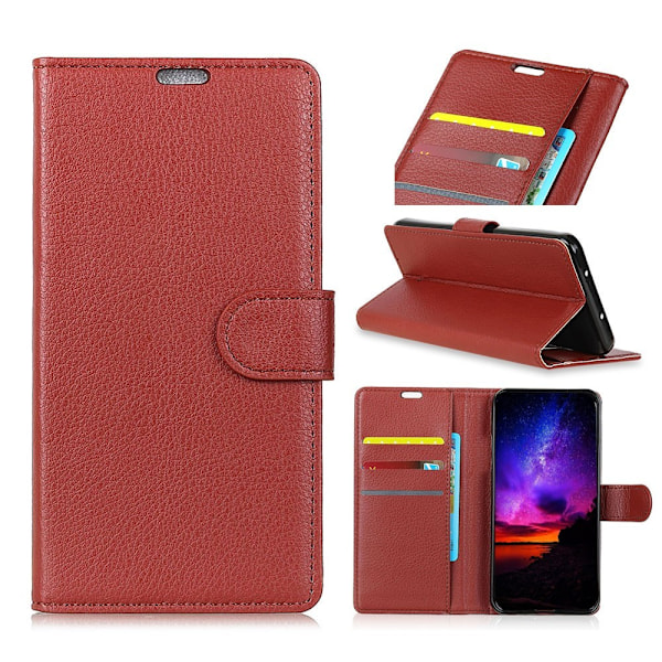 Nokia 9 PureView - Plånboksfodral Litchi - Brun Brown Brun