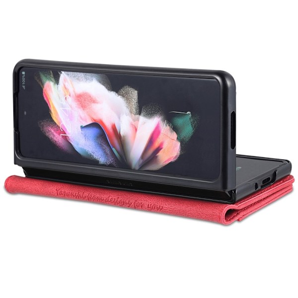 AZNS Galaxy Z Fold 5 Fodral Läder Röd