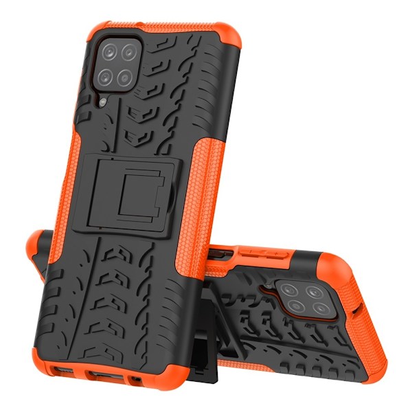 Samsung Galaxy A12 - Ultimata Stöttåliga Skalet med Stöd - Orange Orange Orange