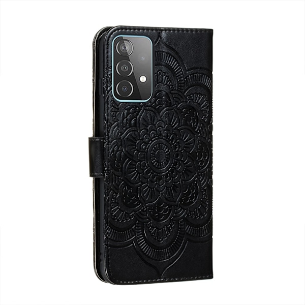 Samsung Galaxy A52 / A52s - Mandala Läder Fodral - Svart Black Svart