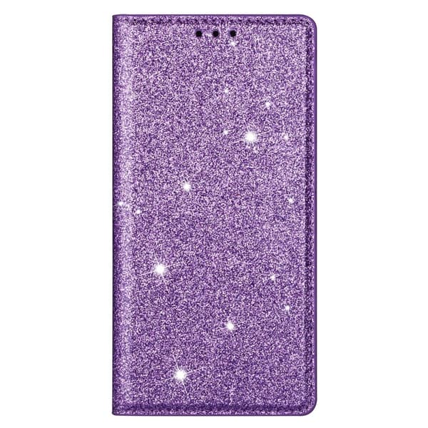 iPhone 15 Plus Fodral Flip Glitter Lila