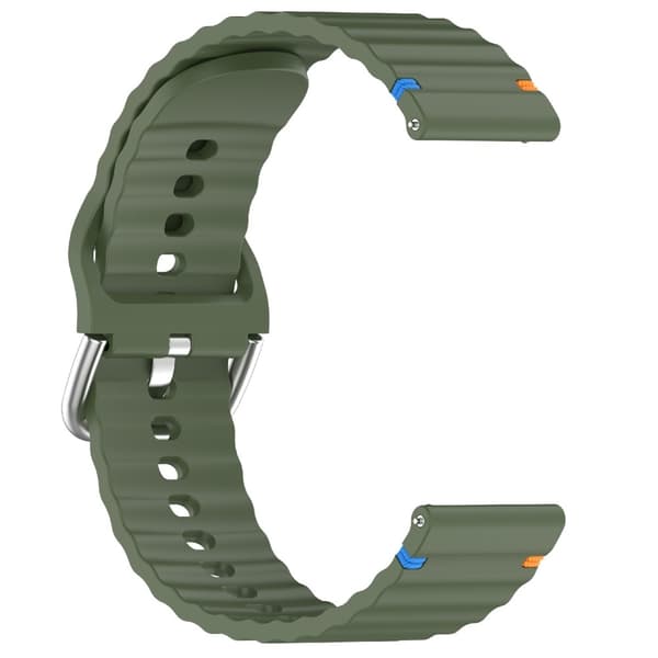 Klockarmband 22 mm Silikon Wave Design Militär Grön