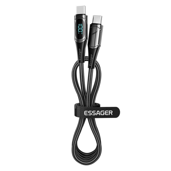 ESSAGER 1m 100W USB-C - USB-C LED Snabbladdning Svart