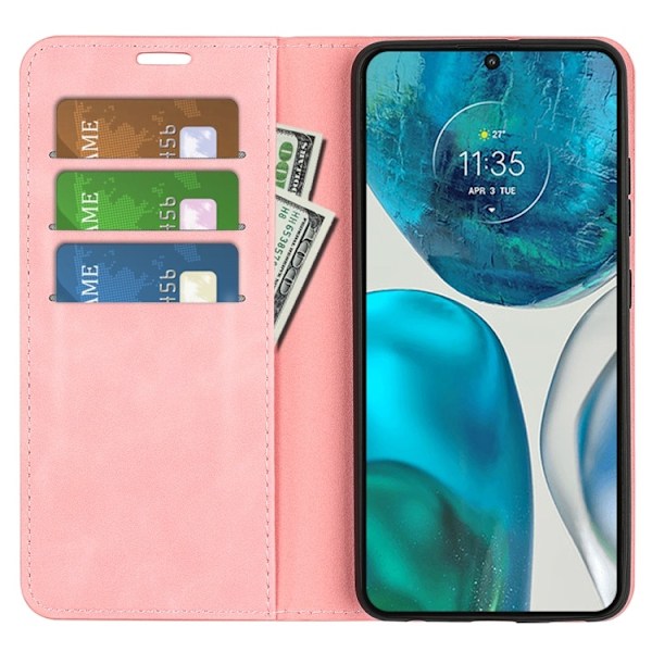 Motorola Moto G52/G82 Fodral Flip Retro Läder Rosa
