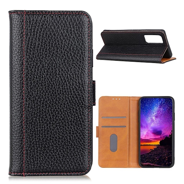 Samsung Galaxy A72 - Litchi Läder Fodral - Svart Black Svart