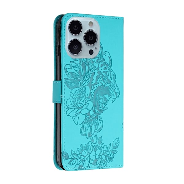iPhone 14 Pro Fodral Tiger Tryck Blå
