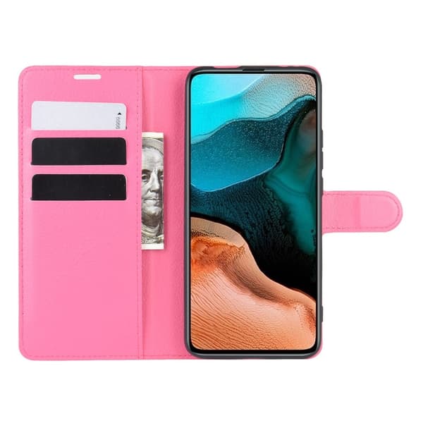 Xiaomi Poco F2 Pro - Litchi Plånboksfodral - Rosa Pink Rosa