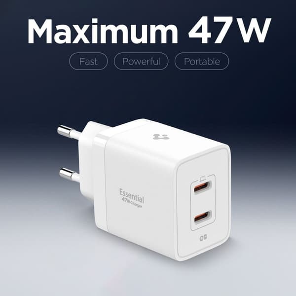 Spigen 47W Väggladdare USB-C Essential Vit
