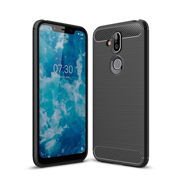 Nokia 8.1 - Brushed TPU Skal - Svart Black Svart