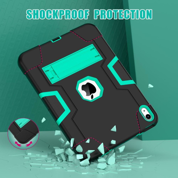 iPad 10.9 2022 Shockproof Hybrid Skal Med Kickstand Svart/Mint