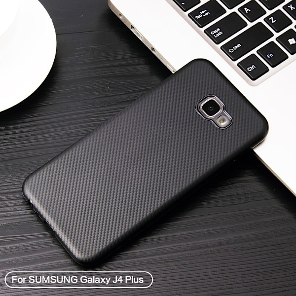Samsung Galaxy J4 Plus - Carbon Skal - Svart Black Svart