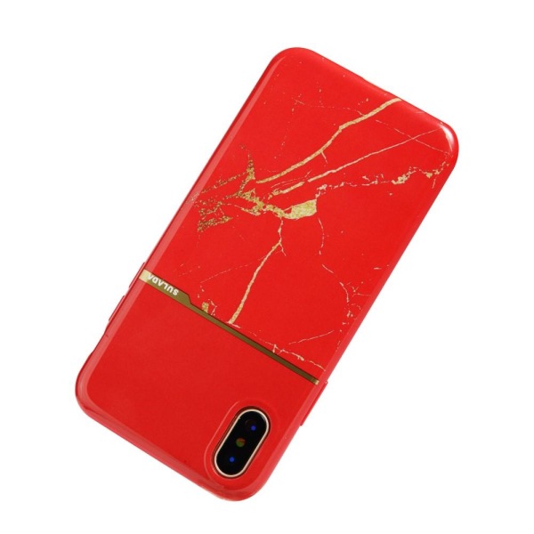 iPhone X/Xs - SULADA Marmor Skal - Röd Red Röd