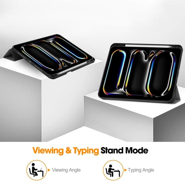 iPad Pro 11 2025/2024 Fodral Tri-Fold Pennhållare Grå