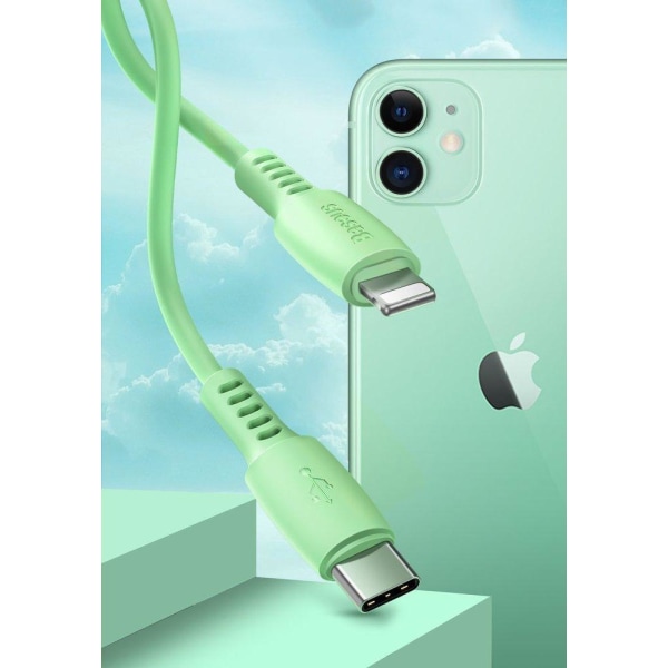 Baseus 1.2m 18W USB-C PD - Lightning Kabel - Grön Green Grön