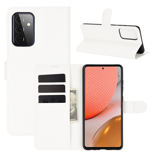 Samsung Galaxy A72 - Litchi Läder Fodral - Vit White Vit