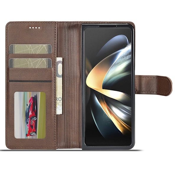 LC.IMEEKE Galaxy Z Fold 5 Fodral Läder Brun