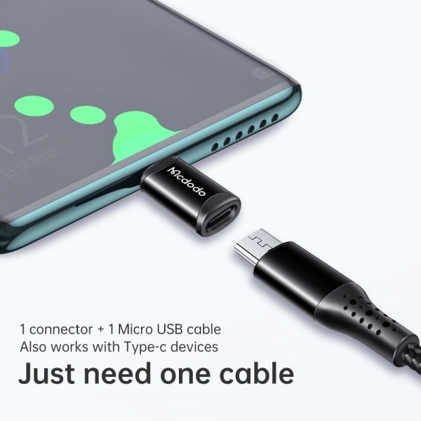 Mcdodo MicroUSB Hona - USB-C Hane Adapter Svart