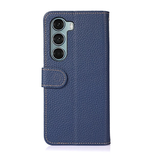 KHAZNEH Motorola Moto G200 Fodral Litchi Äkta Läder Blå