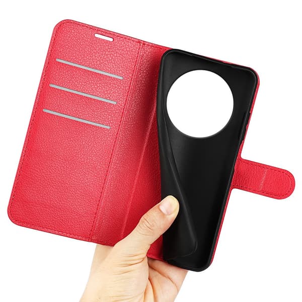 Honor Magic7 Lite Fodral Litchi Läder Röd