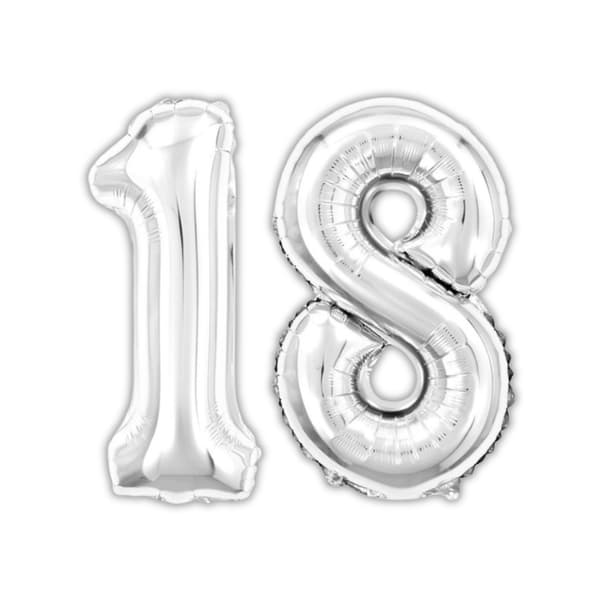 Sifferballong 18 År 40 cm Silver