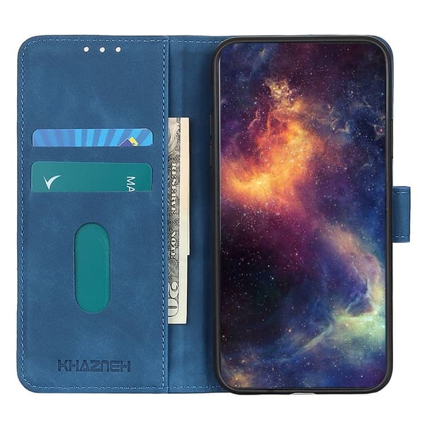 KHAZNEH iPhone 16 Pro Fodral Retro Läder Blå