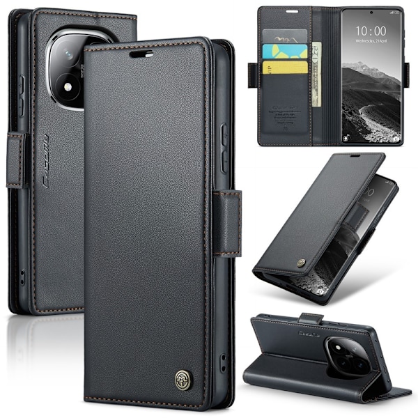 CASEME Redmi Note 14 Pro/Pro Plus 5G Fodral RFID Läder Svart