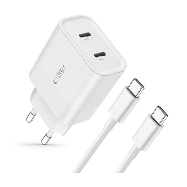 Tech-Protect 20W Väggladdare PD Inkl. USB-C Kabel Vit