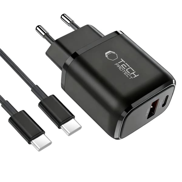 Tech-Protect 45W Väggladdare Inkl. USB-C - USB-C Kabel Svart