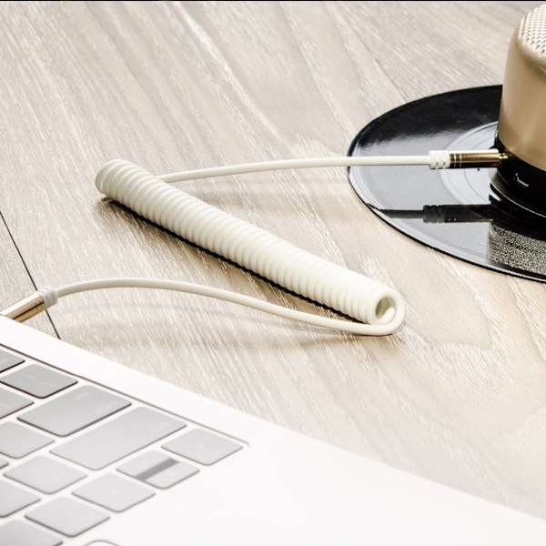 DUDAO 3.5 mm AUX 150 cm Utdragbar Kabel - Vit White Vit