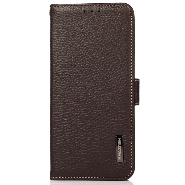 KHAZNEH Xiaomi 14 Ultra Fodral RFID Litchi Äkta Läder Brun