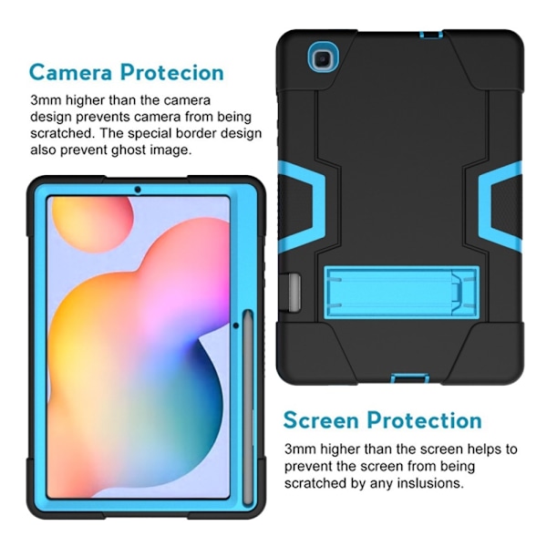 Samsung Galaxy Tab S6 Lite - Shockproof Hybrid Skal Med Kickstand - Svart/Blå