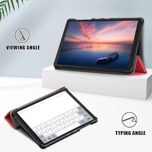 Samsung Galaxy Tab A7 Lite 8.7 - Tri-Fold Läder Fodral - Röd