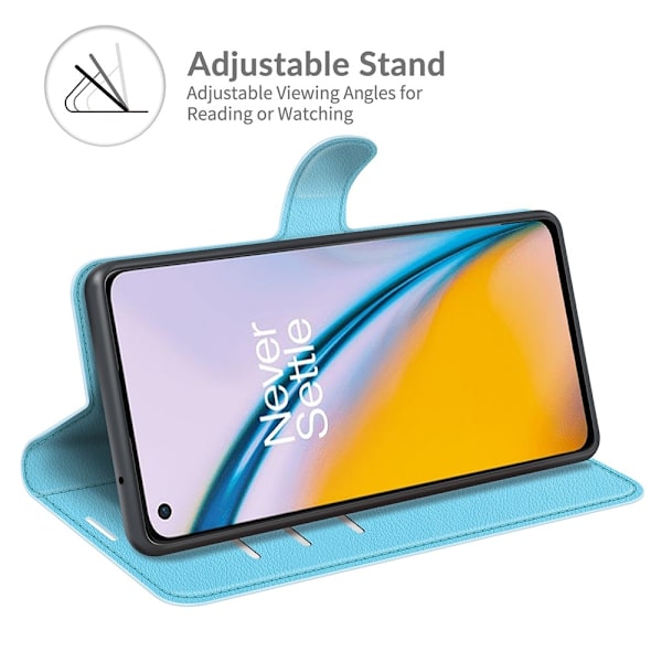 OnePlus Nord 2 5G - Litchi Läder Fodral - Ljus Blå