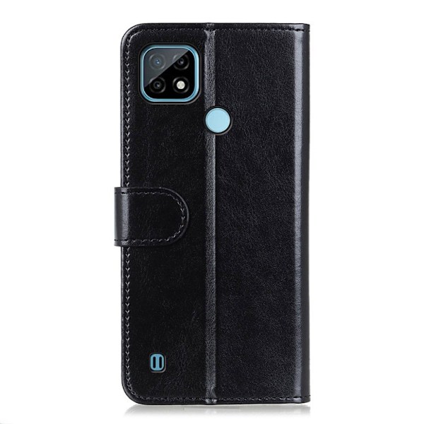 Realme C21 - Crazy Horse Läder Fodral - Svart Svart