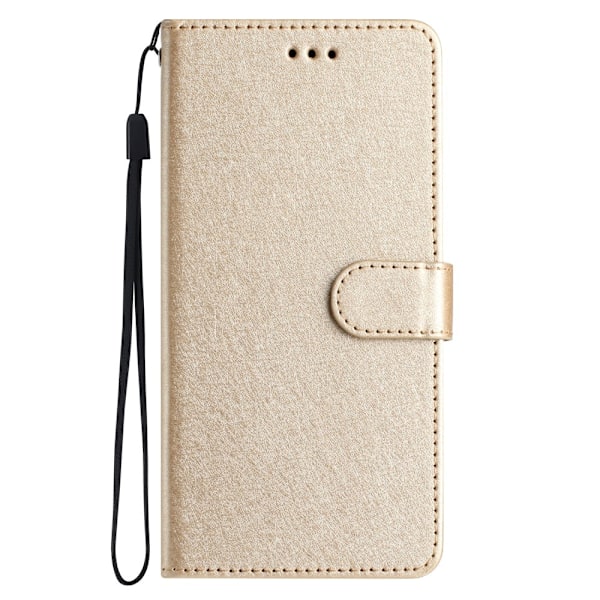 iPhone 16 Pro Max Fodral Silk Textur Med Snodd Guld