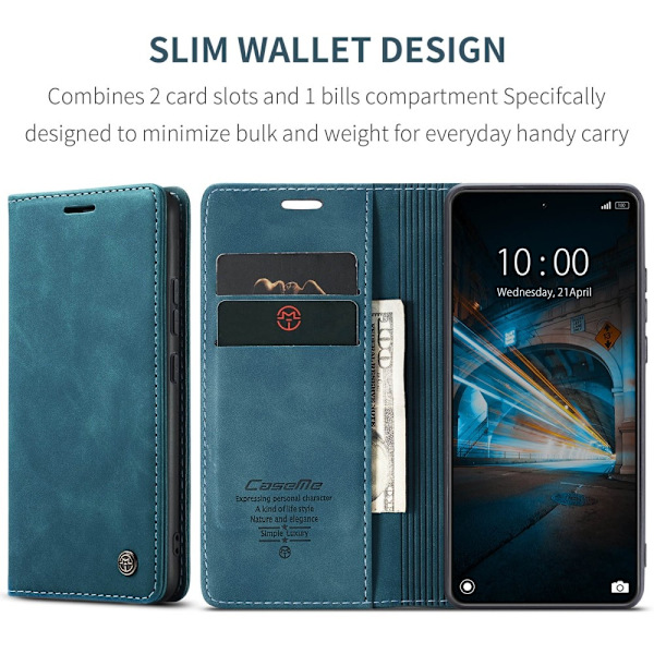 CASEME Xiaomi 14 Fodral Flip Läder Blå