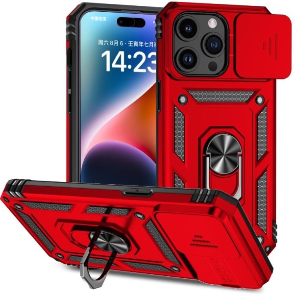 iPhone 15 Pro Max Skal CamShield Armor Ring Röd