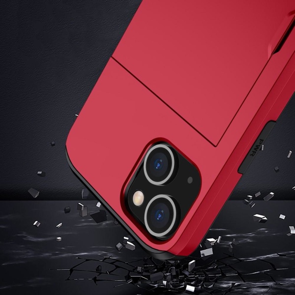 iPhone 15 Skal Hybrid Med Kortfack Röd