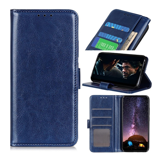 Huawei P40 Lite E - Crazy Horse Plånboksfodral - Blå Blue Blå