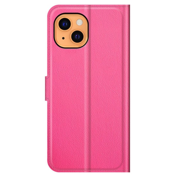 iPhone 13 Mini - Litchi Skin Läder Fodral - Rosa