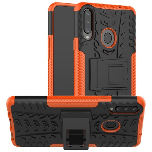 Samsung Galaxy A20s - Ultimata Stöttåliga Skalet med Stöd - Orange Orange Orange
