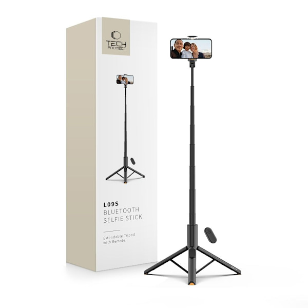 Tech-Protect 146 cm Bluetooth Selfiestick Tripod Svart