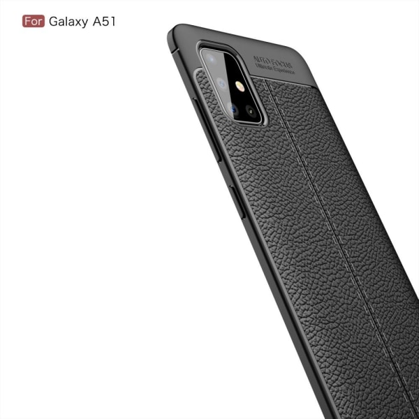 Samsung Galaxy A51 - Litchi Textur Skal - Svart Black Svart