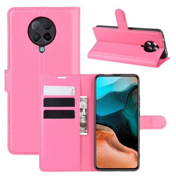 Xiaomi Poco F2 Pro - Litchi Plånboksfodral - Rosa Pink Rosa