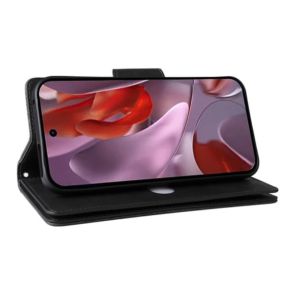 Google Pixel 10a Fodral Med Kortfack Läder Svart