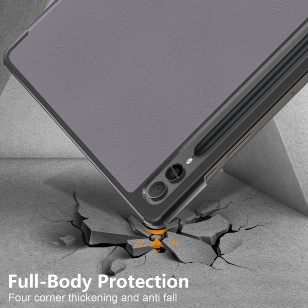 Samsung Galaxy Tab S9 Plus Fodral Läder Grå